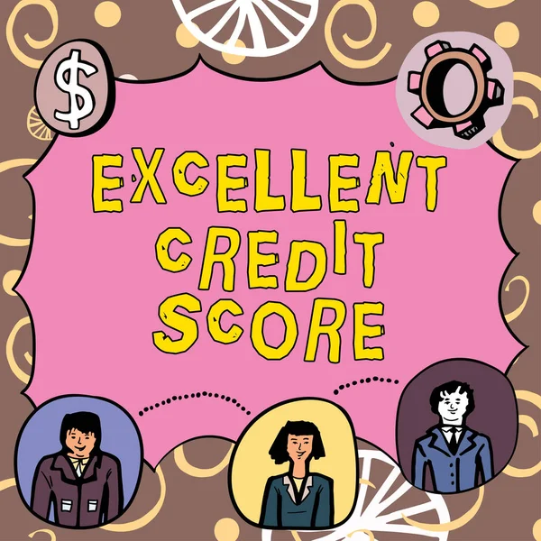 Podpis Koncepcyjny Excellent Credit Score Word Persons Report Financial Standing — Zdjęcie stockowe