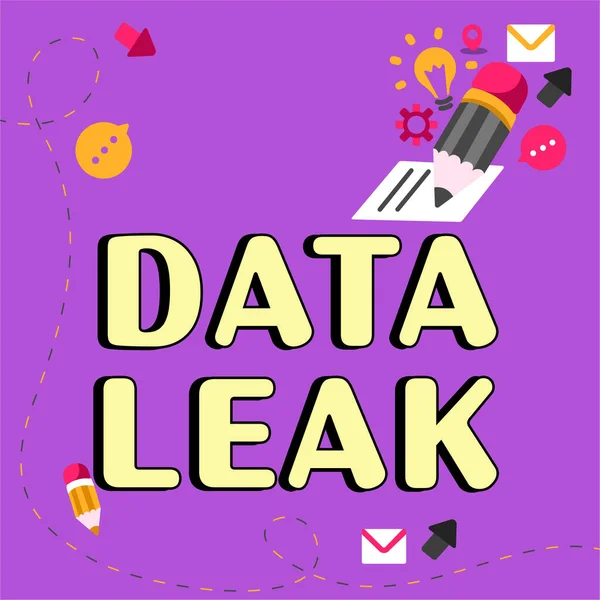 Text Showing Inspiration Data Leak Internet Concept Released Illegal Transmission —  Fotos de Stock