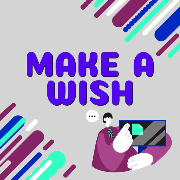 Signo Texto Que Muestra Make Wish Foto Conceptual Para Desear — Foto de Stock