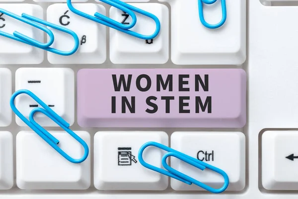 Концептуальне Відображення Жінки Стовпі Слово Науки Технології Інженерії Математика Вчений — стокове фото