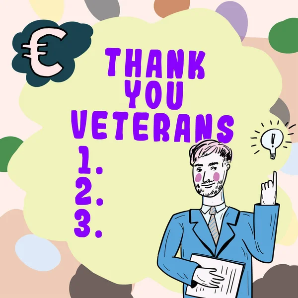 Text Caption Presenting Thank You Veterans Word Expression Gratitude Greetings — Stock Photo, Image