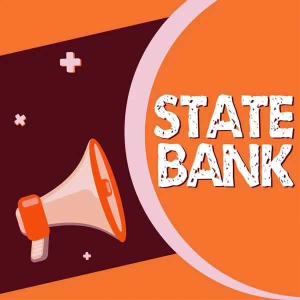 Escrevendo Exibindo Texto State Bank Palavra Escrito Uma Instituição Financeira — Fotografia de Stock