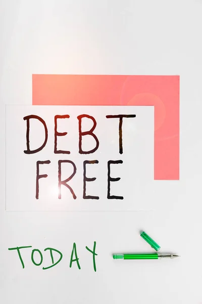 Text Showing Inspiration Debt Free Concept Meaning Financial Freedom Owing — Foto de Stock