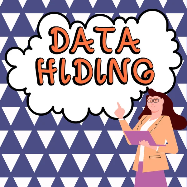 Sign Displaying Data Hiding Business Showcase Secretly Embedding Data Graphics — Foto Stock