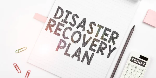 Text showing inspiration Disaster Recovery Plan, Concept meaning having backup measures against dangerous situation