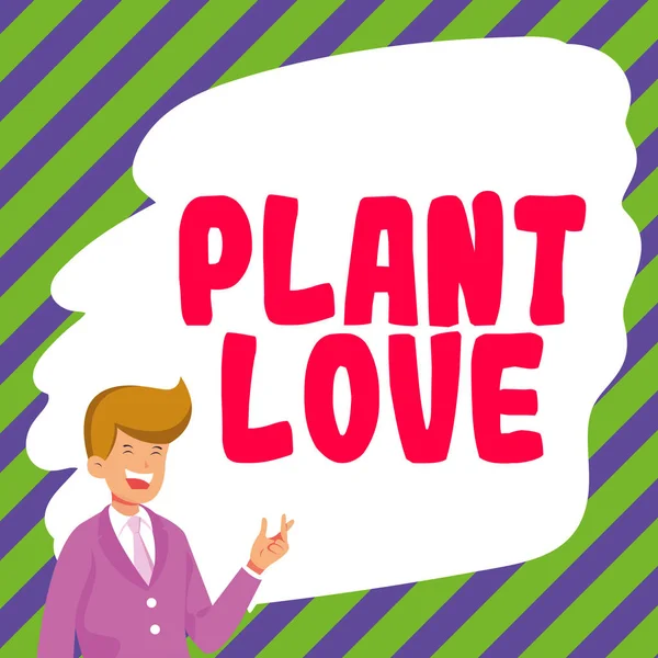 Teksten Weergeven Plant Love Word Geschreven Een Symbool Van Emotionele — Stockfoto