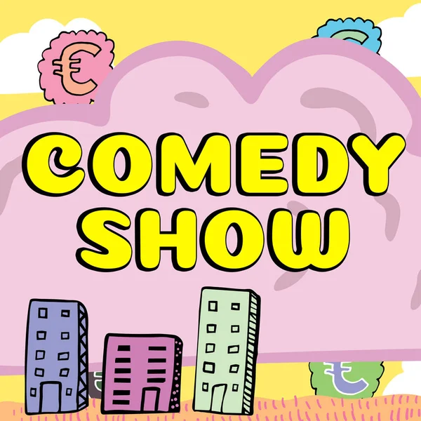 Text Showing Inspiration Comedy Show Word Written Funny Program Humorous —  Fotos de Stock