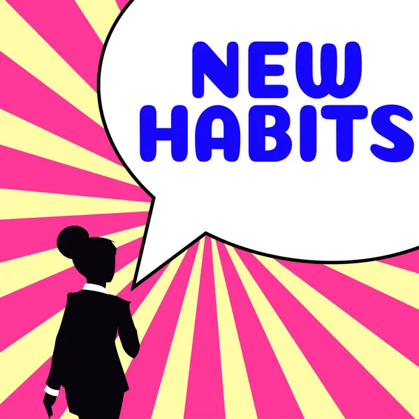 Conceptual Caption New Habits Business Overview Change Routine Behavior Repeated —  Fotos de Stock