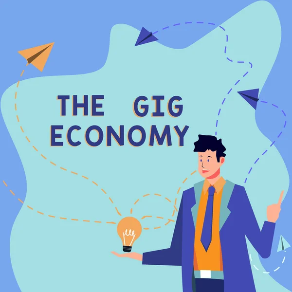 Titulek Představující Gig Economy Word Written Market Short Term Contracts — Stock fotografie