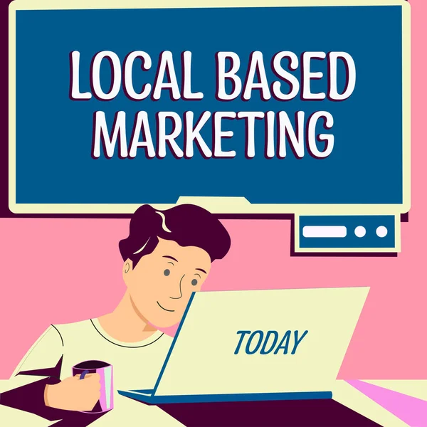Ruční Psaní Znamení Lokální Založené Marketing Obchodní Přehled Marketing Způsob — Stock fotografie