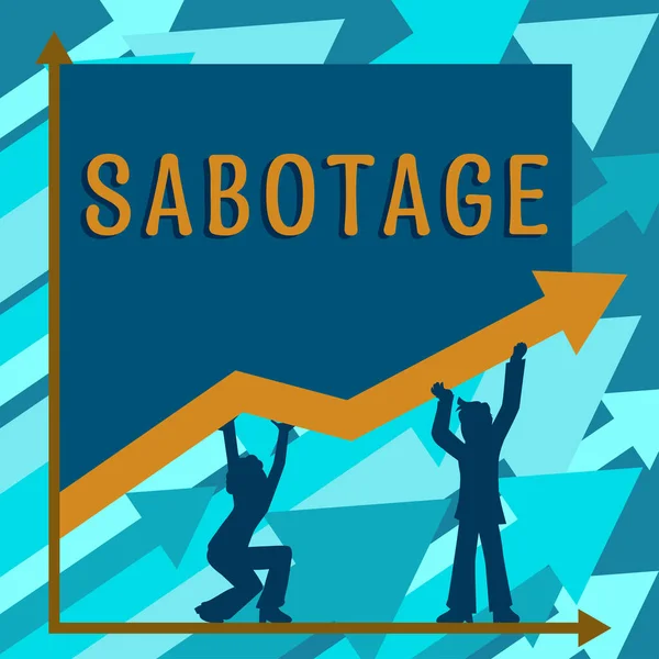 Sign Displaying Sabotage Business Overview Destruction Employers Tools Materials Workers — Stock Photo, Image