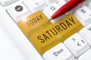 Cumartesi günü metin yazma, kavram haftasonunun ilk günü dinlendirici zaman tatili anı