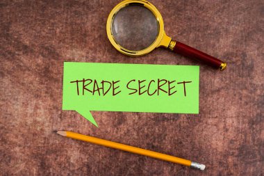 Sign displaying Trade Secret, Internet Concept Confidential information about a product Intellectual property