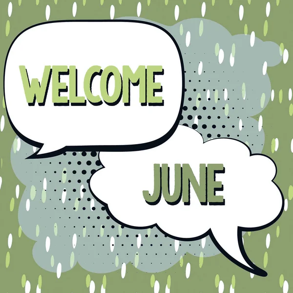 Sign Weergeven Welkom Juni Business Concept Kalender Zesde Maand Tweede — Stockfoto