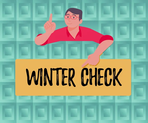 Wyświetlacz Koncepcyjny Winter Check Koncepcja Oznaczająca Najchłodniejszy Sezon Konserwacja Gotowość — Zdjęcie stockowe
