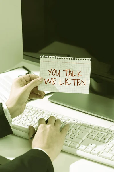 Hand Writing Sign You Talk Listen Business Concept Two Way — Stock Photo, Image