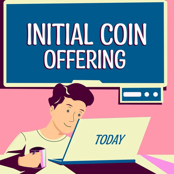 Initial Coin Offering Internet Konzept Ist Eine Art Crowdfunding Mit — Stockfoto