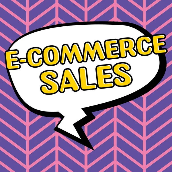Eコマース販売を示すテキスト記号 オンラインサービス上の製品の売買のビジネスコンセプト活動 — ストック写真