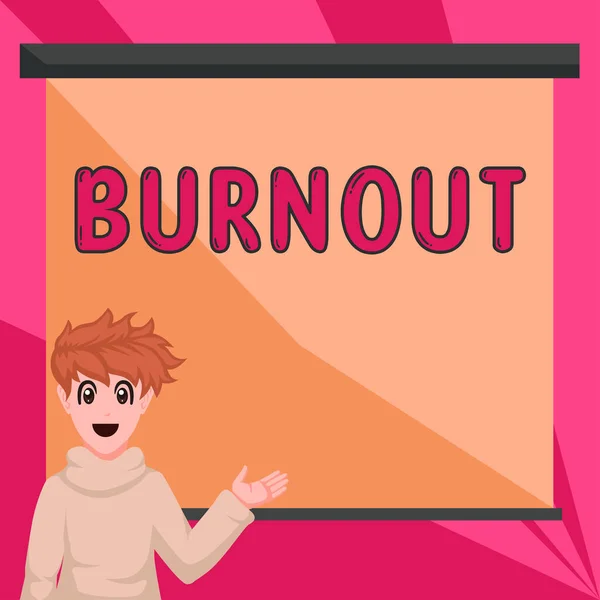 จอแสดงผลแนวค Burnout ภาพรวมธ ความร กของความเหน อยล าทางร างกายและอารมณ ความเหน อยล — ภาพถ่ายสต็อก