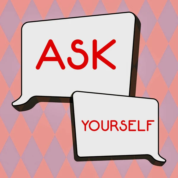 Text sign showing Ask Yourself, Business approach Thinking the future Meaning and Purpose of Life Goals