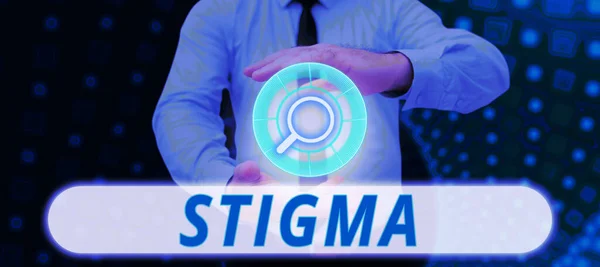 Tekst Weergeven Stigma Begrip Betekent Gevoel Van Afkeuring Dat Meeste — Stockfoto