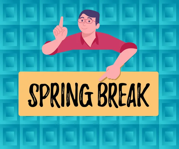Conceptual caption Spring Break, Internet Concept Vacation period at school and universities during spring