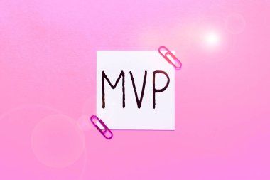 Sign displaying Mvp, Concept meaning Investment Strategy to purchase shares with other investors