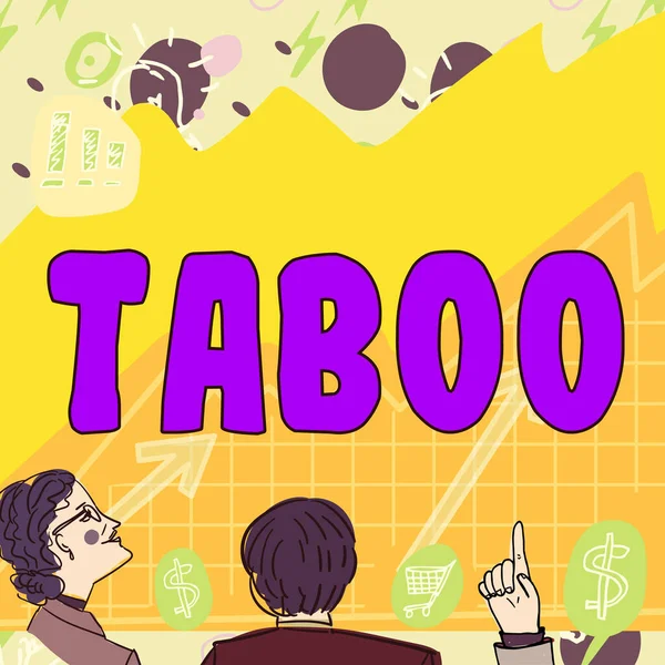 Yazısı Taboo Konsepti Sosyal Dini Bir Gelenek Kişiyi Yeri Başka — Stok fotoğraf