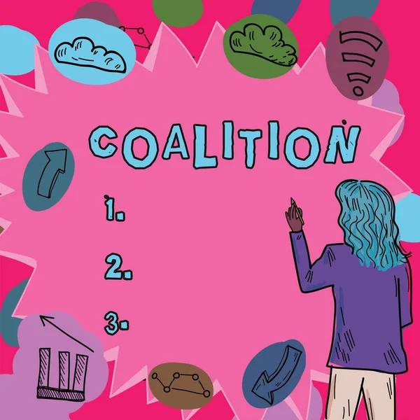 Conceptual Caption Coalition Word Written Temporary Alliance Distinct Parties Persons — Fotografia de Stock