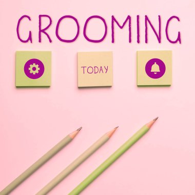 Text sign showing Grooming, Concept meaning hygienic care and enhancing the appearance of the pets