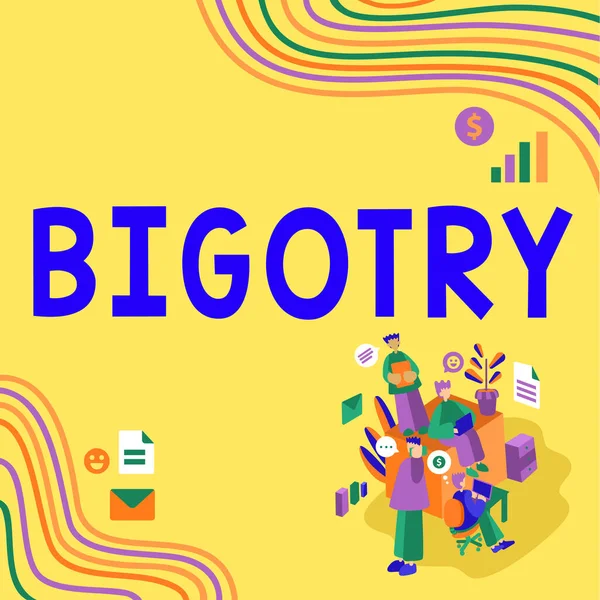 Handwriting Text Bigotry Concept Meaning Obstinate Intolerant Devotion Ones Own — 스톡 사진