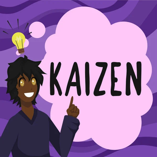 Text Sign Showing Kaizen Conceptual Photo Japanese Business Philosophy Improvement — Fotografia de Stock