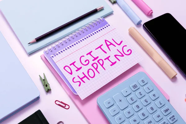 Handwriting Text Digital Shopping Business Showcase Act Buving Products Services — стокове фото