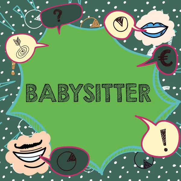Handschreibzeichen Babysitter Word Care Für Kinder Der Regel Während Einer — Stockfoto
