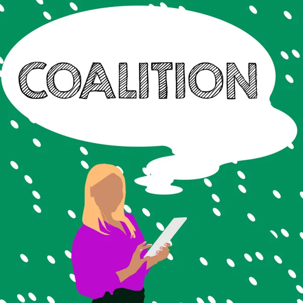 Bildunterschrift Koalition Konzeptfoto Ein Vorübergehendes Bündnis Unterschiedlicher Parteien Personen Oder — Stockfoto
