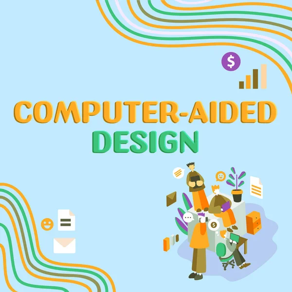 Conceptual Caption Computer Aided Design Business Idea Cad Industrial Designing — Fotografia de Stock