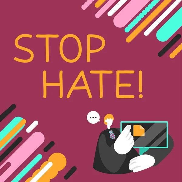 Handwriting Text Stop Hate Business Concept Prevent Aggressive Pressure Intimidation — Foto Stock