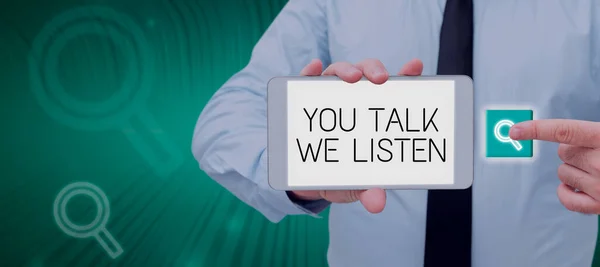 Pokaz Koncepcyjny You Talk Listen Przegląd Biznesowy Rozmowa Motywacyjna Dwukierunkowa — Zdjęcie stockowe