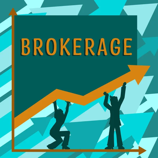 Text Sign Showing Brokerage Concept Meaning Serves Trusted Agent Intermediary — Foto Stock
