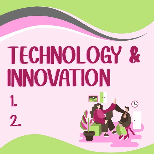 Text Sign Showing Technology Innovation Concept Meaning Application Better Solution — Foto Stock