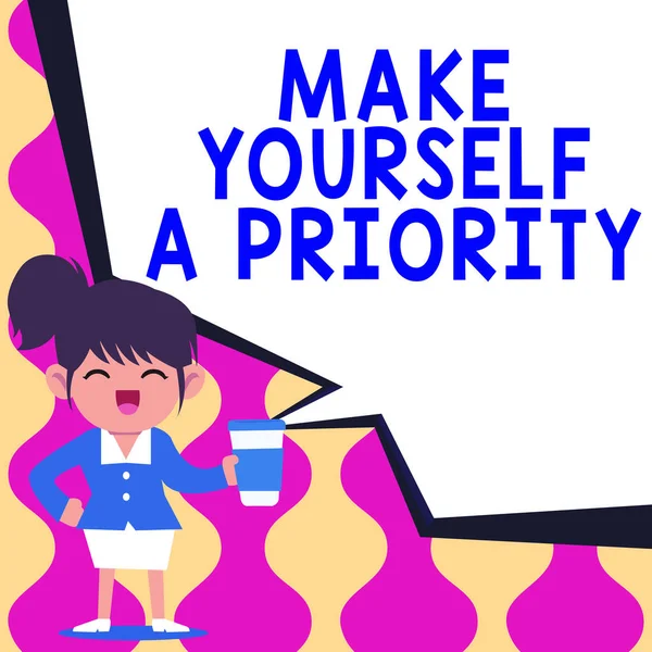 Inspiration Die Zeichen Zeigt Make Yourself Priority Business Schaufenster Denken — Stockfoto