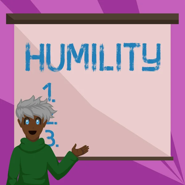 Signo Exibindo Humildade Conceito Que Significa Ser Humilde Uma Virtude — Fotografia de Stock