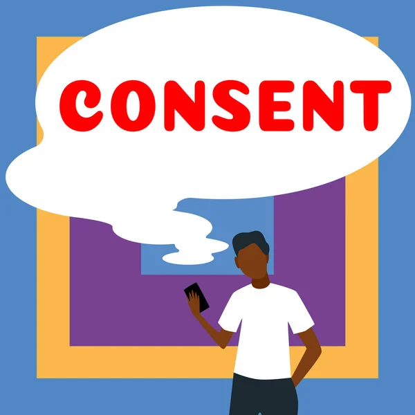텍스트 Consent Internet Concept General Agreement Particular Subject Event Action — 스톡 사진
