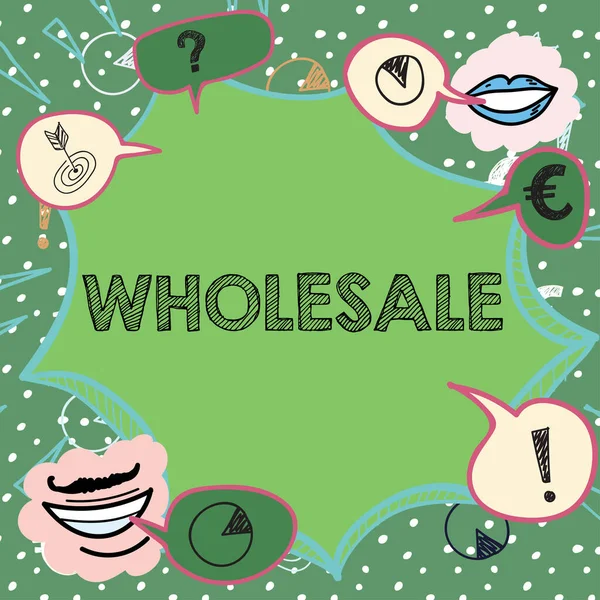 Text Caption Presenting Wholesale Concept Meaning Sale Commodities Bulk Quantity — Fotografia de Stock