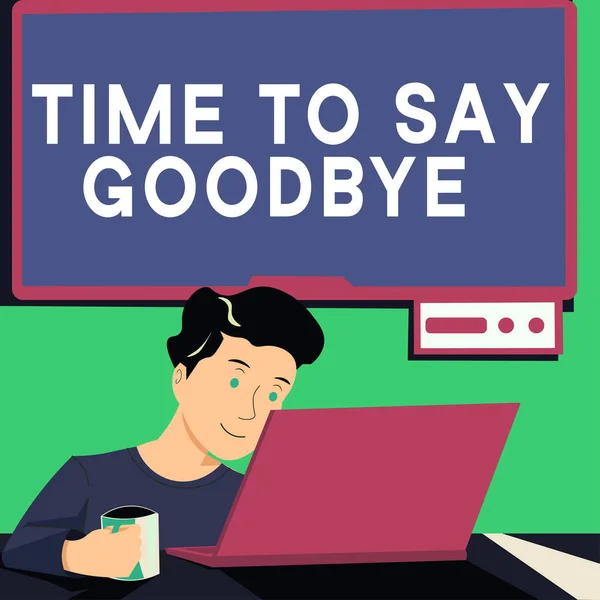 Text Sign Showing Time Say Goodbye Word Written Bidding Farewell — Foto de Stock
