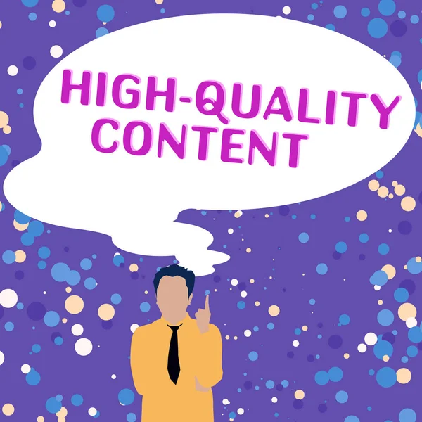 Inspiratie Met Uithangbord High Quality Content Bedrijfsoverzicht Website Nuttig Informatief — Stockfoto