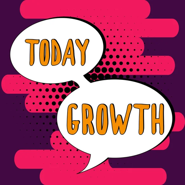 Text Sign Showing Growth Business Showcase Process Increasing Size Juice — Foto de Stock