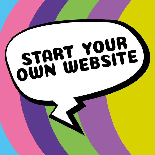 标志显示启动你自己的网站 概念的意思是作为个人网站的扩展名片 — 图库照片