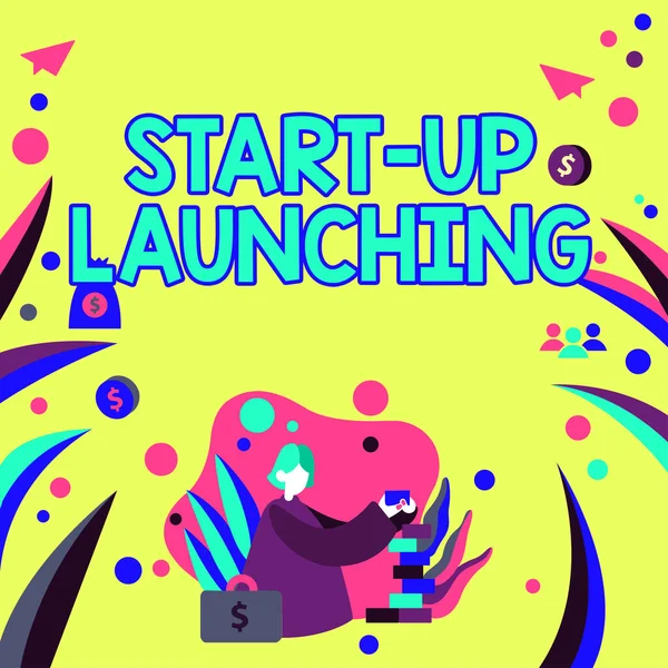 Konceptvisning Starta Lansering Internet Concept Lansera Startstrategier För Ett Nystartat — Stockfoto