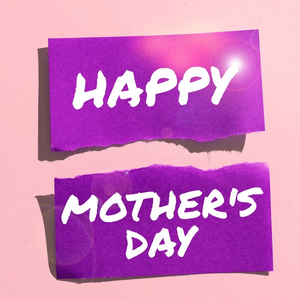 Hand Writing Sign Happy Mothers Day Word Celebrated Honor Motherhoods — 스톡 사진